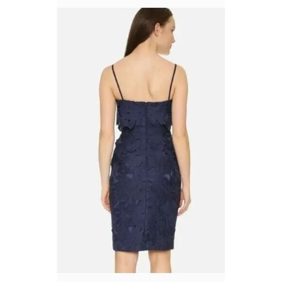 New NWT Black Halo Ora Lace‎ Sheath Party Navy Blue Foral Mini Dress Size 6 - Picture 2 of 16